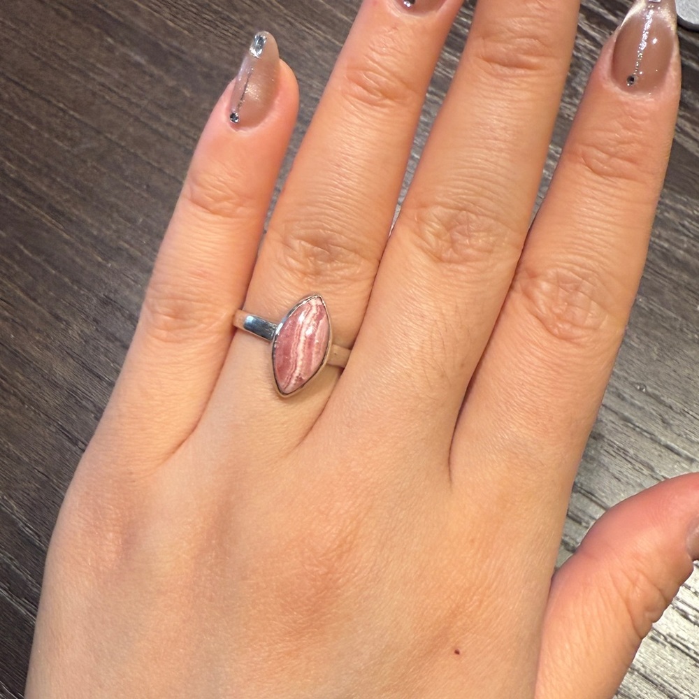 Elegant Silver and Rhodochrosite Ring